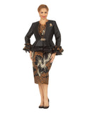 Giovanna G1210 black lace skirt suit