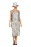 Giovanna G1214 silver brocade skirt suit