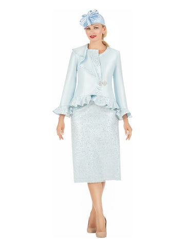 Giovanna G1216 ice blue skirt suit