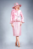 Giovanna G1216 pink lace skirt suit