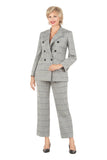 Giovanna S0754 grey pin stripe pant suit