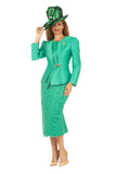 Giovanna G1152 emerald green silky twill skirt suit