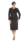 Giovanna G1154 black brocade skirt suit