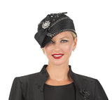 Giovanna HR22107 black pillbox hat