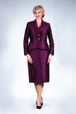 Giovanna S0750 purple brocade skirt suit