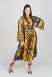 Orange African Print Bell Sleeve Maxi Dress