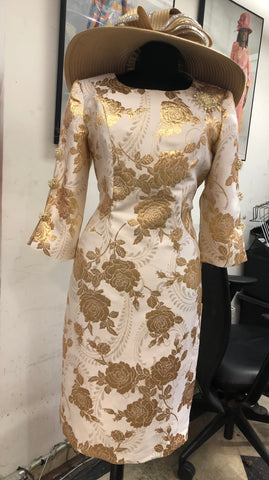 Lily & Taylor 4469 gold dress