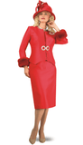 Lily & Taylor 4817 red skirt suit