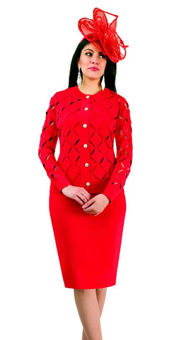 Lily & Taylor 800 red knit jacket dress