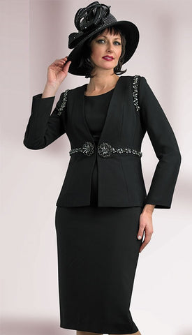 Lily & Taylor 4637 black skirt suit