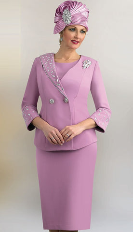 Lily & Taylor 4638 rose pink skirt suit