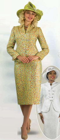 Lily & Taylor 4919 kiwi skirt suit