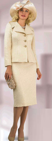 Lily & Taylor 4921 gold brocade skirt suit