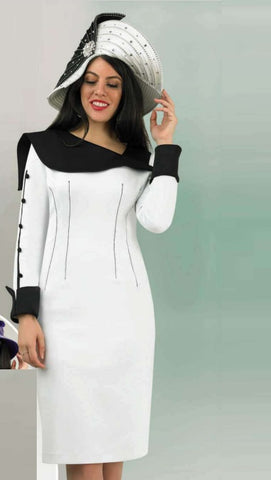 Lily & Taylor 4924 white knit dress