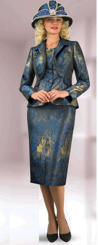 Lily & taylor navy blue skirt suit