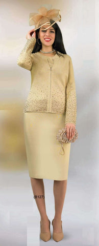 Lily & Taylor 805 gold skirt suit