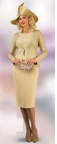 Lily & Taylor 808 Gold Skirt Suit