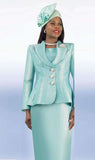 Lily & Taylor 4417 mint green skirt suit