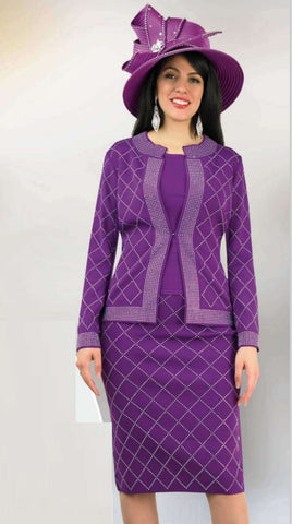 Lily & Taylor 793 purple skirt suit