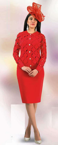 Lily & Taylor 800 red knit jacket dress