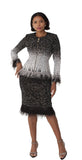 Liorah 7308 feather trim skirt suit