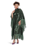 Love the Queen 17493 Artichoke Green Sequin Kaftan