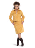 Love the Queen 17584 gold suede skirt suit