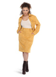 Love the Queen 17584 gold faux suede skirt suit