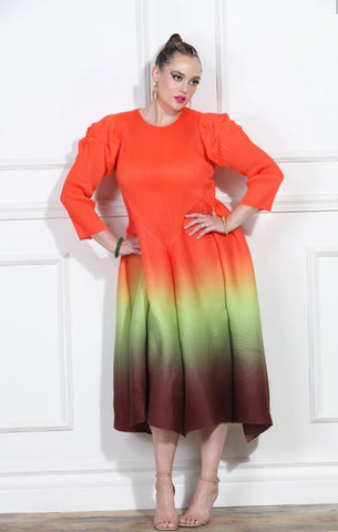 Luxe Moda 401 orange ombre krinkle dress