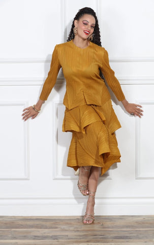 Luxe Moda 409 gold krinkle dress