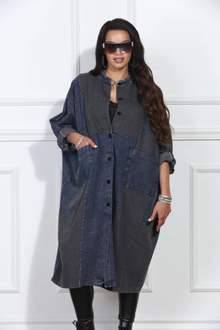 Luxe Moda 420 black denim dress