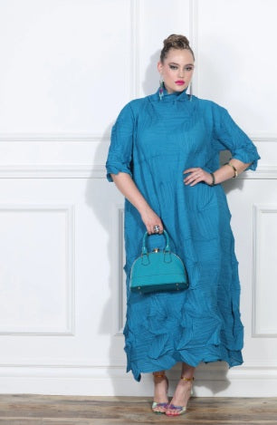 Luxe Moda 426 turquoise krinkle dress