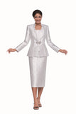 Serafina 4330 ivory silky twill skirt suit