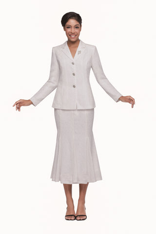 Serafina 4334 off white skirt suit