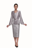 Serafina 4337 silver skirt suit