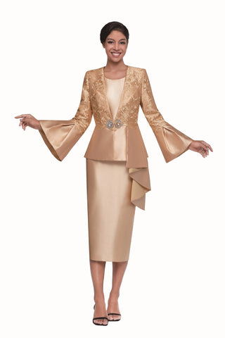 Serafina 4365 gold skirt suit