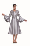 Serafina 6480 silver bell sleeve jacket dress