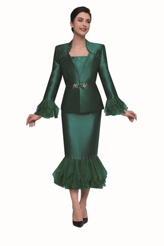 Serafina 3433 emerald skirt suit