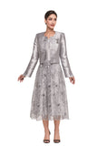 Serafina 6435 silver sequin jacket dress