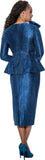 Stellar Looks 600232 blue skirt suit