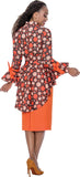 Stellar Looks 600242 orange skirt suit