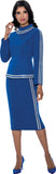 Stellar Looks 600282 royal blue skirt suit