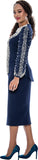 Stellar Looks 600342 blue knit skirt suit