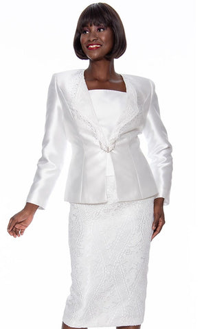 Susanna 3029 white lace skirt suit