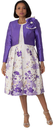 Tally Taylor purple brocade jacket dress