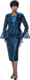 Terramina 7184 navy blue skirt suit