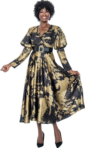 Terramina 7193 Puff Sleeve Jacquard Maxi Dress