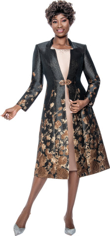 Terramina 7194 brown jacquard jacket dress