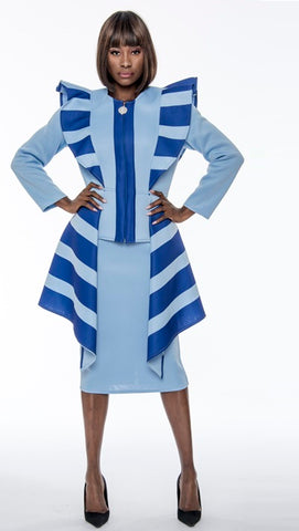 Terramina 7214 blue skirt suit