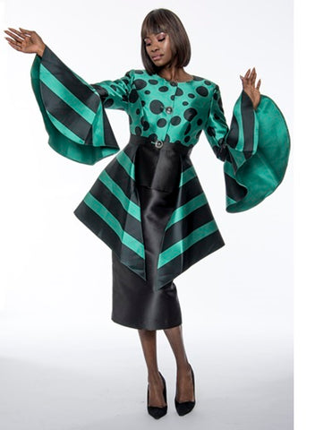 Terramina 7216 green skirt suit